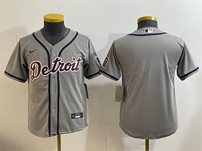 Youth Detroit Tigers Blank Grey Cool Base Stitched Baseball Jersey